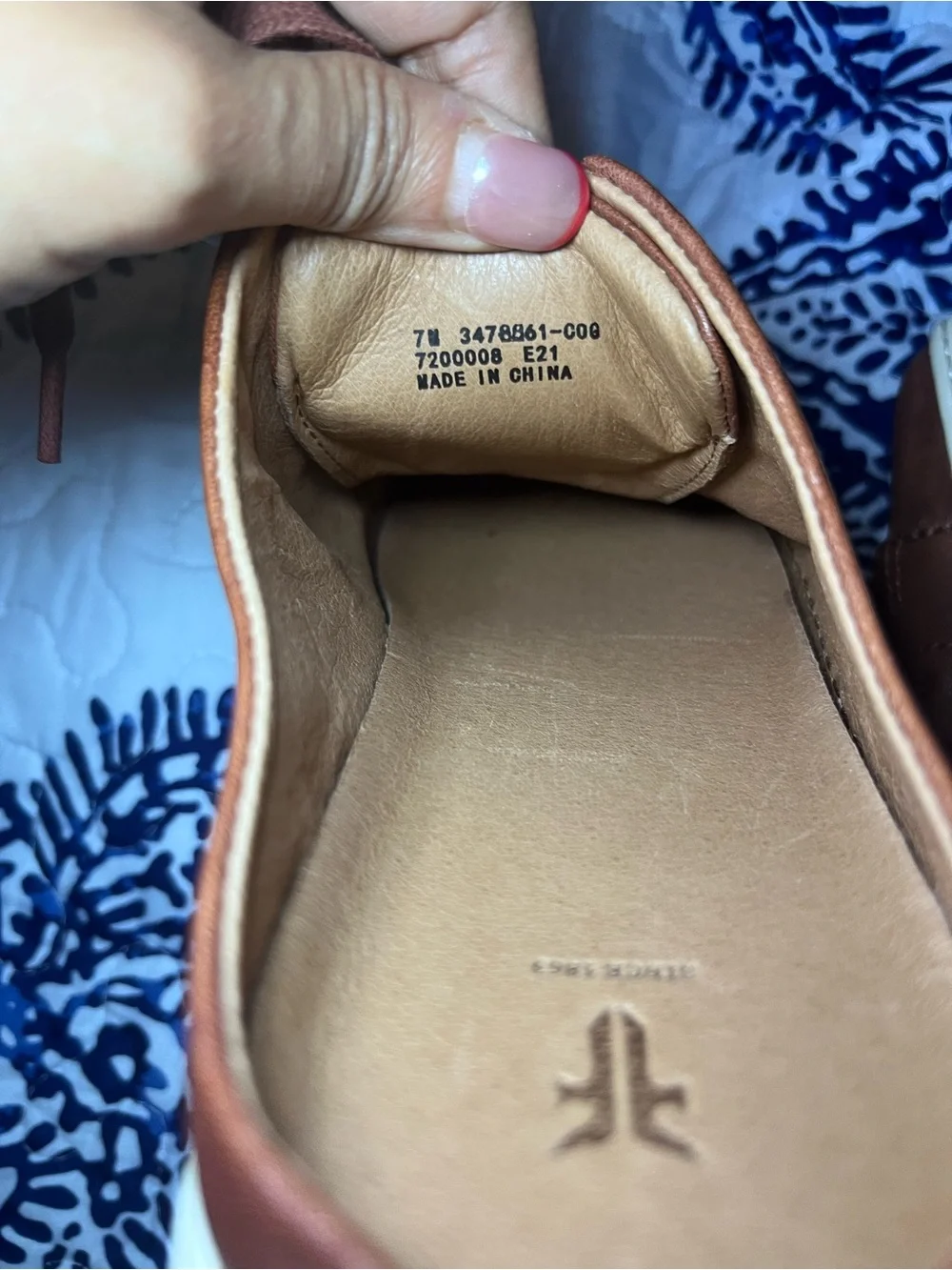Frye Women's Ivy Low Lace Mules in cognac